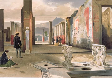 Turister som besöker Pompejis ruiner, ca 1860